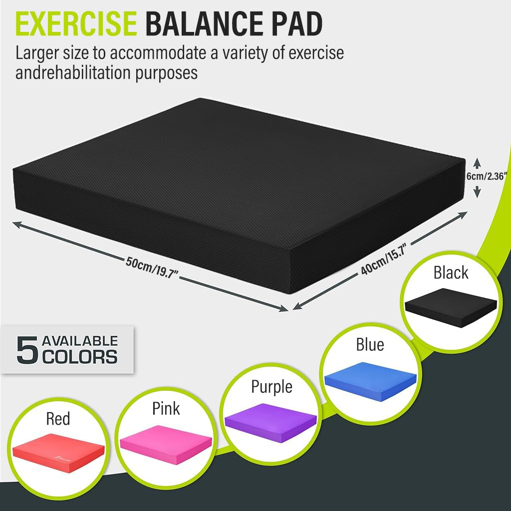 Proberos Balance Pad, High Resilience TPE 6cm Thickness Knee Pad Plank Elbow Pad, Exercise Balance Pad Non-Slip Cushioned Foam Mat Knee Pad for Fitness and Stability Training, Yoga (40x50cm Proberos Balance Pad, High Resilience TPE 6cm Thickness Knee Pad Plank Elbow Pad, Exercise Balance Pad Non-Slip Cushioned Foam Mat Knee Pad for Fitness and Stability Training, Yoga (40x50cm